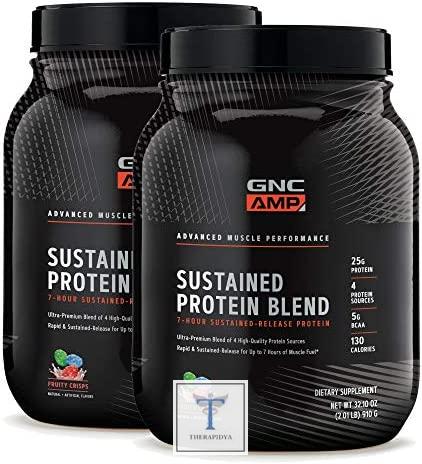 GNC AMP Protein Blend with Fruity Chips | 4 Sources of Quick and Sustained Release Proteins for Muscle Building and Targeted Workouts | 2-Pack (2 x 28 Servings) | Reseña | Precios en Estados Unidos