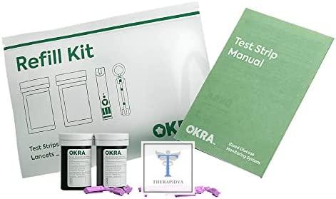 OKRA test kit diabetes recharge with 100 test strips and lancets for blood glucose testing. | Revue | Prix aux États-Unis