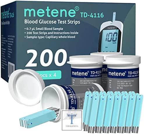 Metene TD-4116 Glucose Test Strips, 200 strips for diabetes testing, for use with Metene TD-4116 Blood Glucose Monitor only. | Revue | Prix aux États-Unis