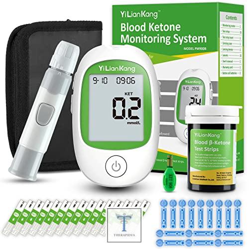 YiLianKang Blood Ketone Test Kit, including a blood ketone reader, 15 test strips, lancets, and automatic pricker for precise ketosis testing on a ketogenic diet with 5-second results. | Revue | Prix aux États-Unis