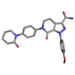 Эликвис 5 мг 56 таблеток (Апиксабан) Химическая структура (3 D)